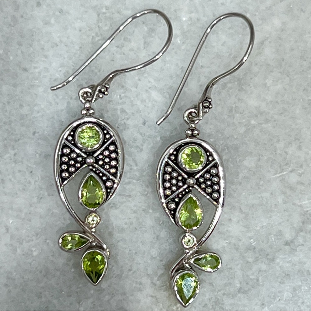 SAJEN Sterling Silver Peridot Dangle Earrings - Picture 5 of 10